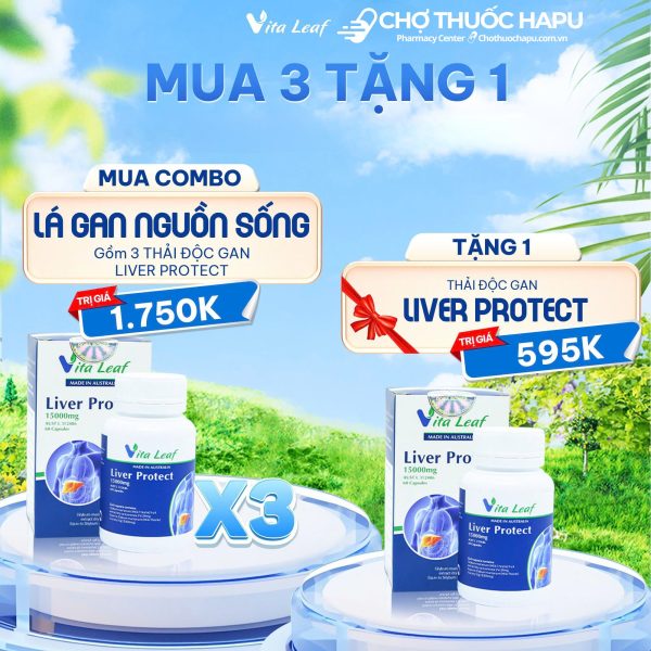 Combo (Mua 3 tặng 1) Liver Protect 15000mg – Viên uống giải độc gan, giảm men gan