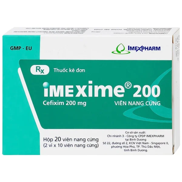 Thuốc kháng sinh Imexime 200mg Imexpharm (2 vỉ x 10 viên). Điều trị nhiễm khuẩn tiết niệu, viêm thận, bể thận
