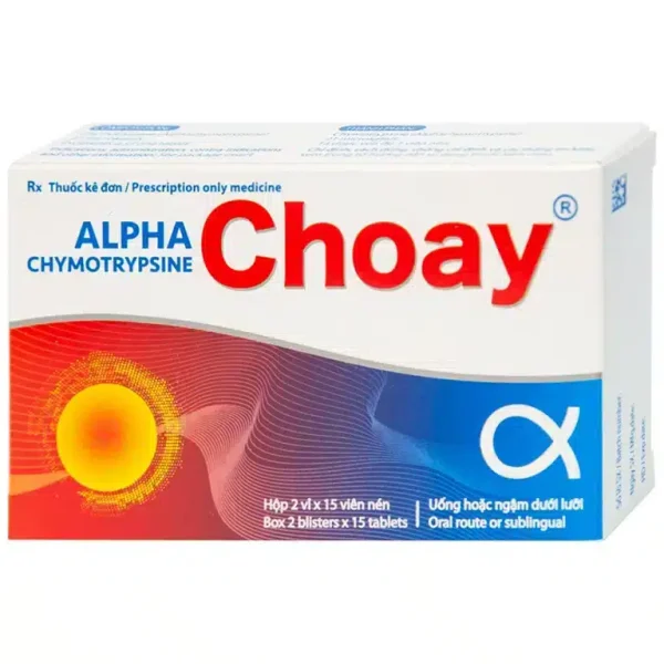 Thuốc Alpha Chymotrypsine Choay – Hỗ trợ giảm sưng viêm, tan máu bầm hiệu quả (2 vỉ x 15 viên)