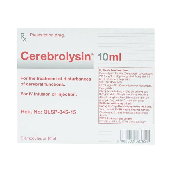 Cerebrolysin 10ml – Thuốc tiêm điều trị rối loạn trí nhớ và sa sút trí tuệ (Hộp 5 ống x 10ml)