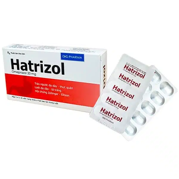 Hatrizol 20mg DHG – Điều trị trào ngược dạ dày - thực quản (Hộp 3 vỉ x 10 viên)
