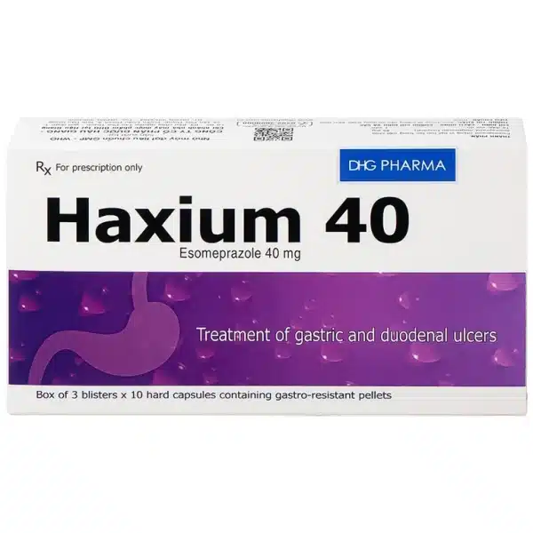 Haxium 40 DHG – Hỗ trợ điều trị loét dạ dày, trào ngược dạ dày – thực quản hiệu quả (3 vỉ x 10 viên)