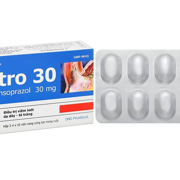 Lastro 30mg DHG Pharma – Điều trị viêm thực quản và loét dạ dày – tá tràng (Hộp 3 vỉ x 10 viên)