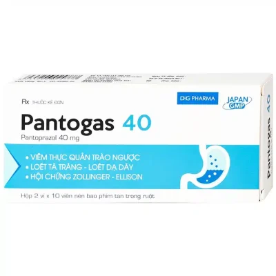 Pantogas 40 DHG – Điều trị viêm thực quản trào ngược và loét dạ dày tá tràng (Hộp 2 vỉ x 10 viên)