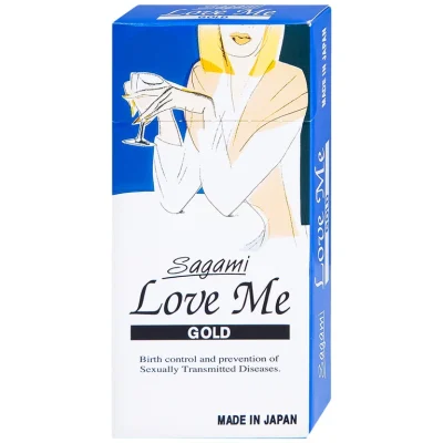 Sagami Love Me Gold Nhật Bản - Bao cao su ôm khít, mỏng nhẹ, không mùi (Hộp10 cái)