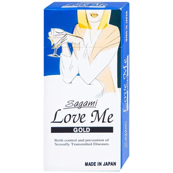 Sagami Love Me Gold Nhật Bản - Bao cao su ôm khít, mỏng nhẹ, không mùi (Hộp10 cái)