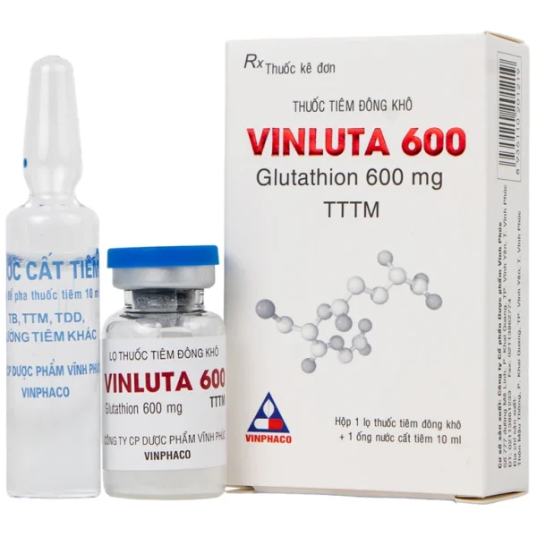 Vinluta 600 Vinphaco - Thuốc tiêm giảm độc tính của xạ trị và hóa chất điều trị ung thư (1 lọ bột + 1 ống nước cất tiêm 10ml)