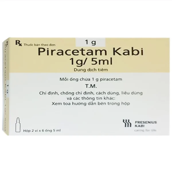 Piracetam Kabi 1g/5ml Bidiphar - Thuốc tiêm điều trị suy giảm trí nhớ (2 vỉ x 6 ống x 5ml)