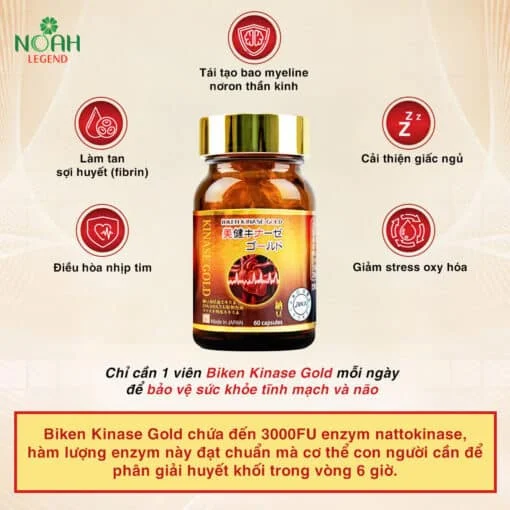 BIKEN KINASE GOLD Nhật Bản - Hỗ Trợ Lưu Thông Máu, Phòng Ngừa Đột Quỵ Hiệu Quả (Hộp 60 viên) 3 BIKEN KINASE GOLD Nhật Bản - Hỗ Trợ Lưu Thông Máu, Phòng Ngừa Đột Quỵ Hiệu Quả (Hộp 60 viên) - Ảnh 3