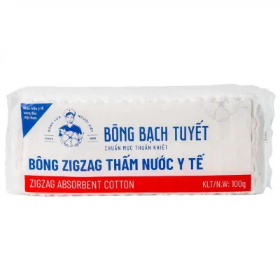 Bông Zigzag thấm nước y tế Bạch Tuyết - Dùng trong y tế và chăm sóc cá nhân (100g)