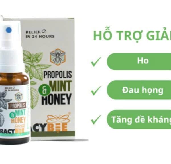 Keo ong xanh Tracybee Propolis Mint & Honey – Xịt họng giúp giảm đau, viêm họng, ho (30ml)
