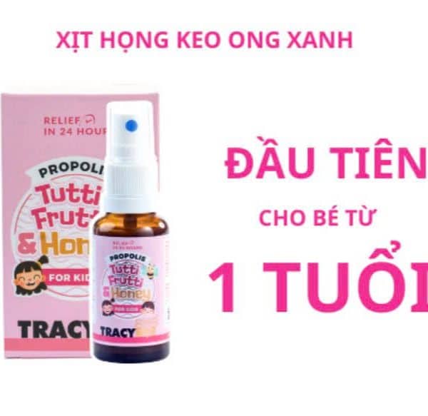 Keo ong xanh Tracybee Propolis Tutti Frutti & Honey - Xịt họng vị trái cây, giúp giảm đau họng (30ml)