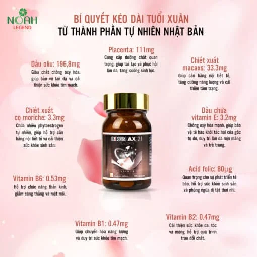 BIKEN AX 21 Nhật Bản - Viên uống bổ sung nội tiết tố nữ (Hộp 90 viên) 2 BIKEN AX 21 Nhật Bản - Viên uống bổ sung nội tiết tố nữ (Hộp 90 viên) - Ảnh 2